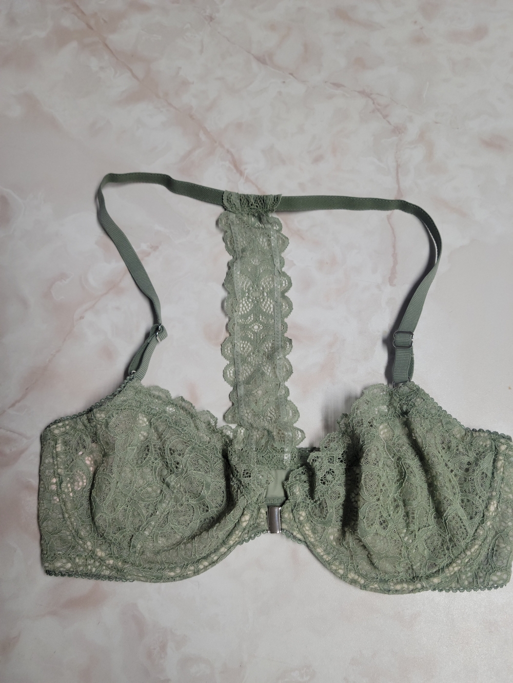 Victoria’s Secret Dream Angels Lace Front Close Bra 32C Green